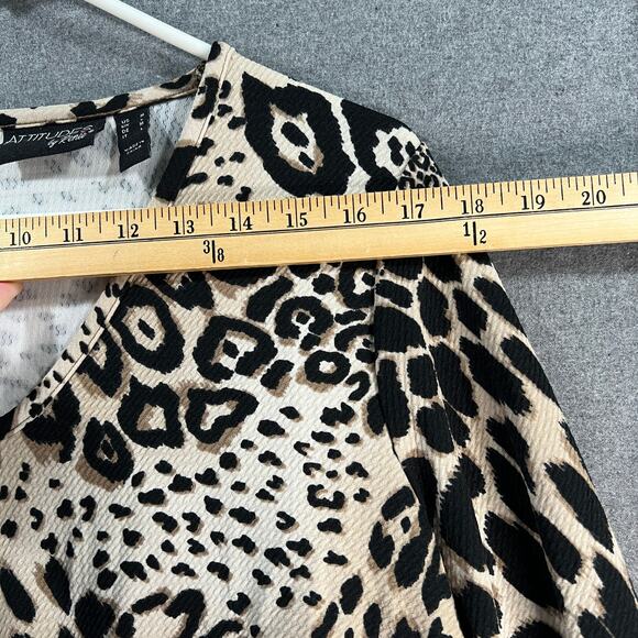 Attitudes by Renee Long Sleeve V-neck Tunic Textured Knit Leopard, Medium - Picture 6 of 9